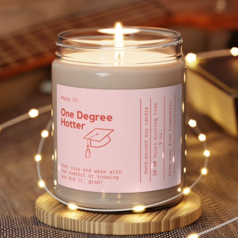 One Degree Hotter Graduation Candle, 9oz Pink